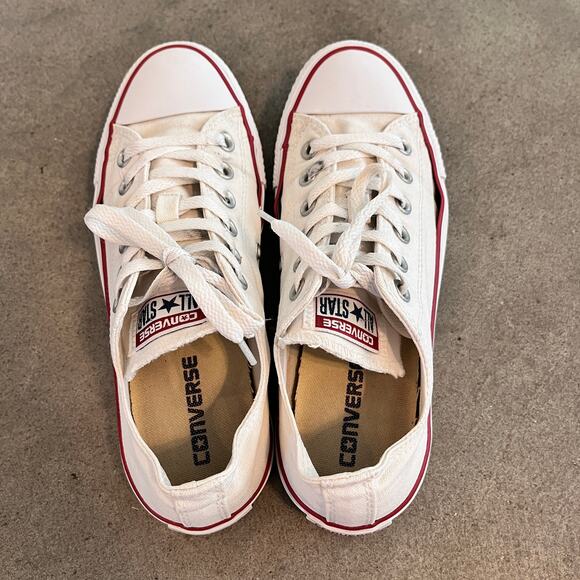 Converse  chuck taylor all star low top white canvas women size 8 sneaker shoes - Picture 4 of 13